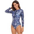 thumbnail image 5 of SWSMCLT Women's Long Sleeve Bathing Suit Short Surf Swimwear One Piece Swimsuit Cheeky Zip Slimming Beach Navy 6, 5 of 5