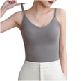 thumbnail image 3 of Women's Seamless Ice Silk V-Neck Camisole Tops Shirts Blouses with Chest Cushion Gathered Back Loose Fit Solid Color Soft Stretchy Casual Daily Wear Loungewear Vacation Fashion Essential Gift for Wom, 3 of 9