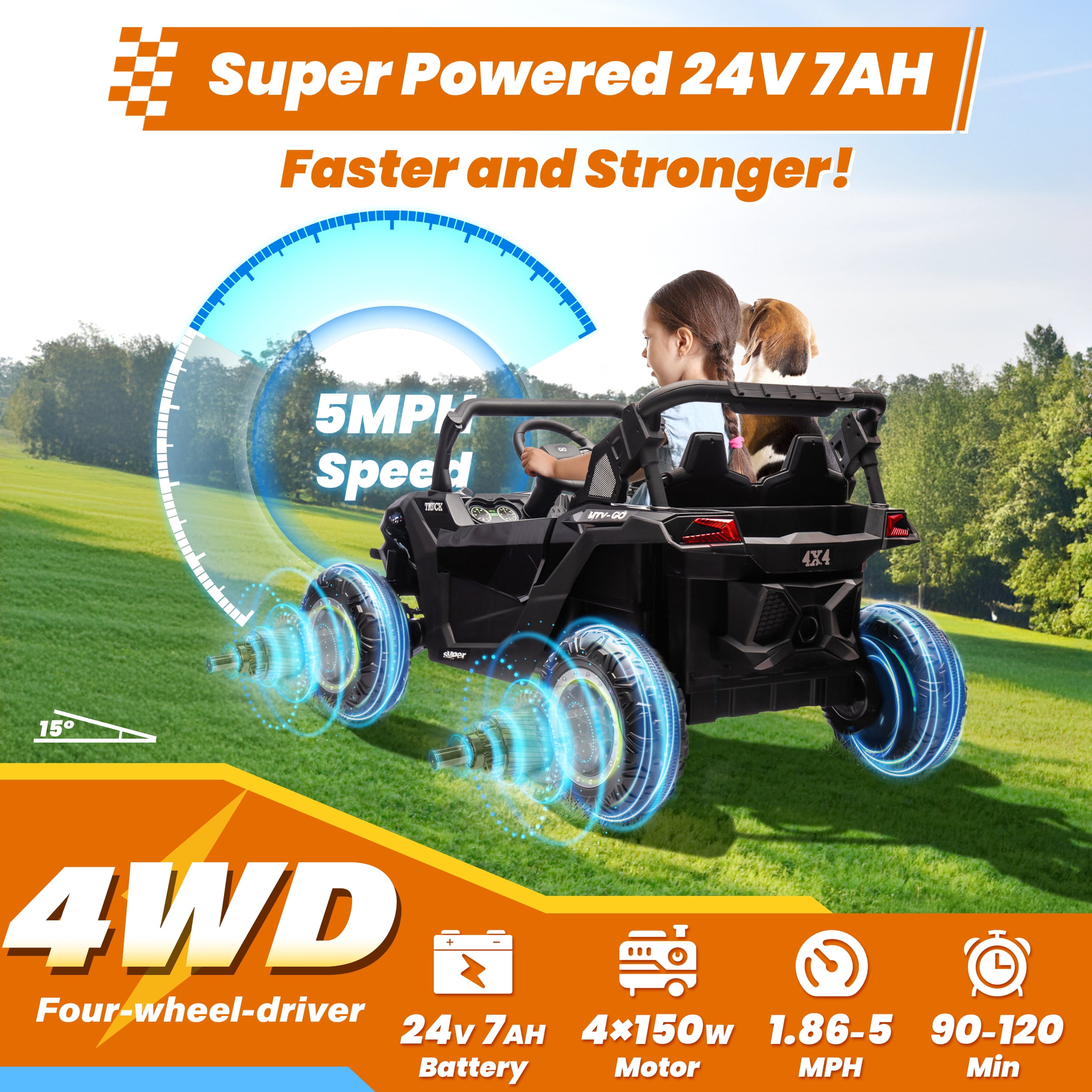 Joyracer 4X4 24 Volt Ride on Toys UTV with 2 Seaters, 5MPH