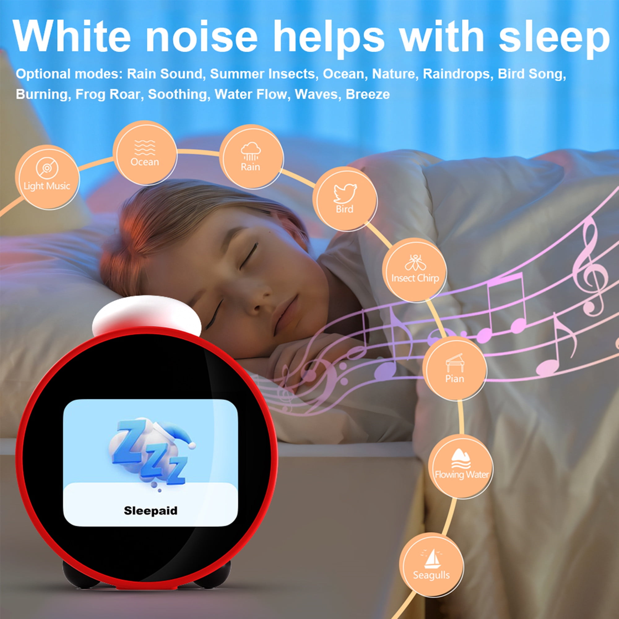 E EYAFA AI Smart Alarm Clock for Kids PK Nintendo Sound Clock Alarmo-Red