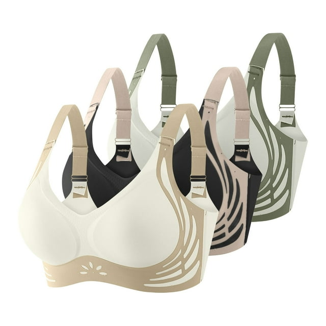 Brasier Tela de Mantequilla 3 Piezas de Sujetador Grande con Hebilla Frontal y Borde de Encaje para Mujer, sin Aro de Acero, Ajuste sin Costuras para Yoga y Dormir Extra Grande