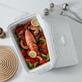 thumbnail image 4 of KOOV Ceramic Casserole Dish with Lid, Covered Rectangular Casserole Dish Set, Lasagna Pans with Lid for Cooking, Baking dish With Lid for Dinner, 9 x 13 Inches, Splash Series (Splashed White), 4 of 8