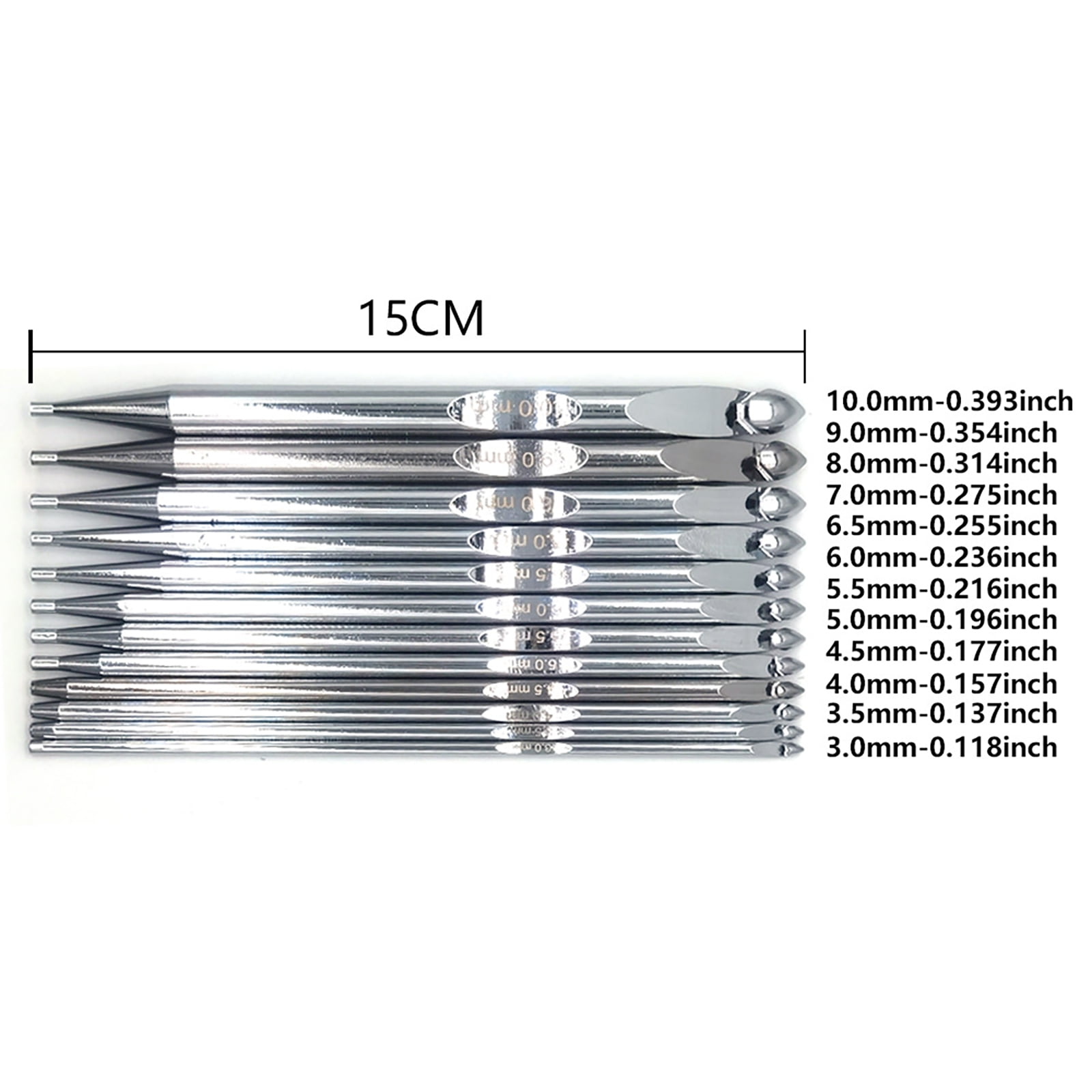 12Pcs Tunisian Crochet Hook Tunisian Afghan Knitting Hook Needle 3.0mm-10mm Stainless Steel Crochet Hook with Case