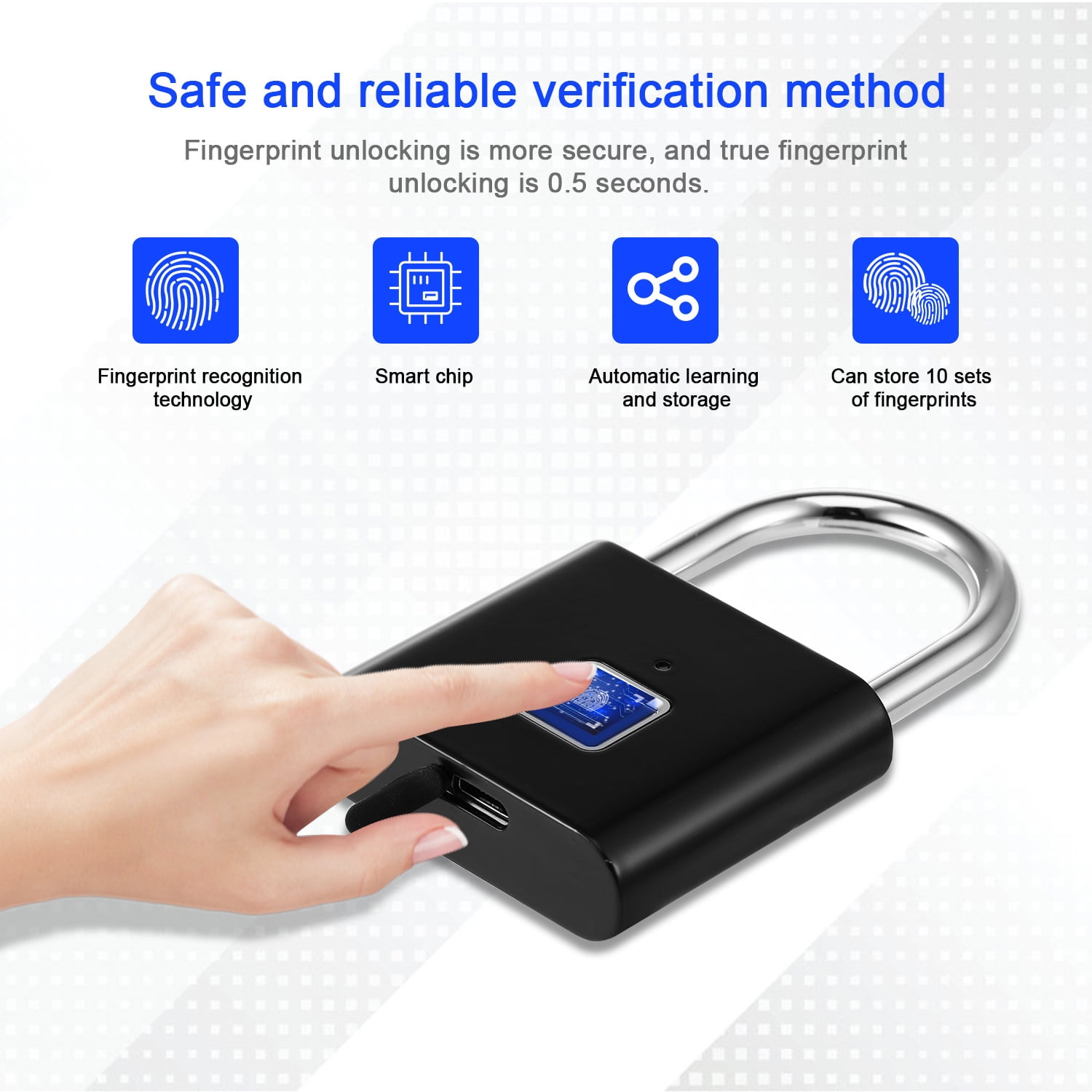 Fingerprint Padlock Waterproof Outdoor Indoor, with Keyless Biometric,Long Standby Time, can