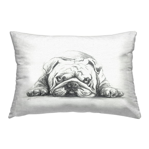 Stupell Industries Bulldog Puppy Naptime Design by Lindsay Kivi Fine Art Outdoor Printed Pillow