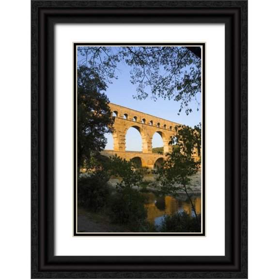 Zuckerman, Jim 23x32 Black Ornate Wood Framed with Double Matting Museum Art Print Titled - France, Avignon The Pont du Gard Roman aqueduct