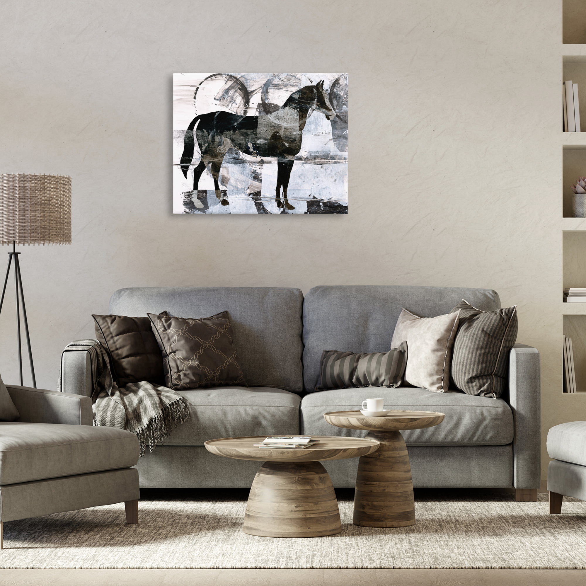 Stupell Industries Circle Pattern & Horse Animals & Insects Painting Gallery Wrapped Canvas Art Print Wall Art, 30 x 24