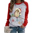 thumbnail image 1 of Pntutb Mujeres Casual Navidad Impresión Raglan Manga Larga Camisas Blusa tops Pntutb Pntutb-4990, 1 of 4