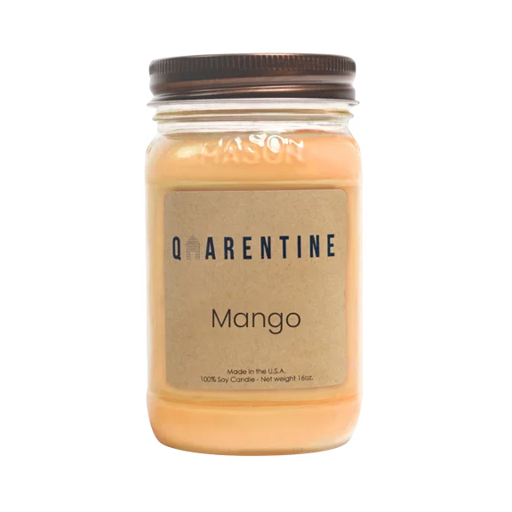 Natural Organic Mango Soy Wax Candle 16oz, Sweet Tropical Scent, Aromatherapy & Massage Oil - Quarentine Essentials by Carla Miles