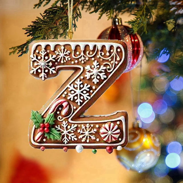 hengsof 26 Christmas Tree Alphabet Ornaments A to Z, Decorative Hanging Xmas Letters for Christmas Tree DIY Craft Xmas Alphabet Letters Christmas Ornaments