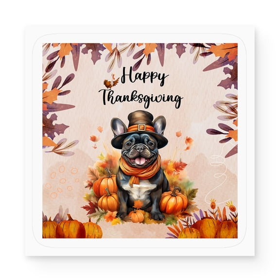 Happy Thanksgiving French Bulldog Welcome Thankful Fall Autumn Pumpkin Vinyl Sticker Dog Lover Gifts Waterproof Decal Art Decor - 02021