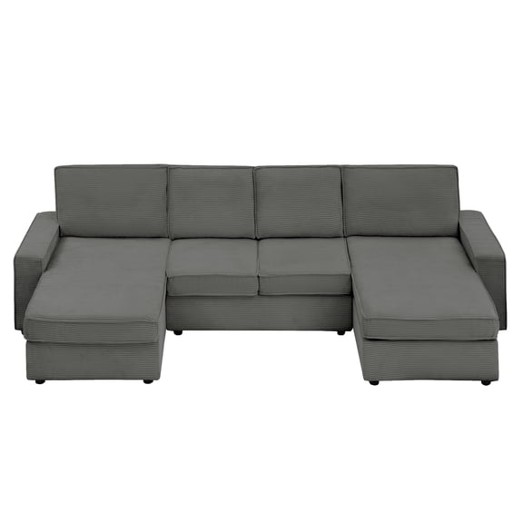 GarveeHome Modular Sectionla Sofa, 7 Seat U-Shaped Couch with Removable Washable Covers, Modern Beige Convertible Deep Seat Sofa, Comfy Cloud Sleeper Sofa Couch for Living Room, Office