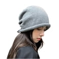 thumbnail image 2 of Idoravan Beanie Hats for Women Winter, Fall and Winter Women Solid Color Fashion Stacked Hat Bun Head Hat Drawstring Rolled Knit Woolen Hat Gray, 2 of 3