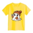 thumbnail image 5 of xaweyi Girls Halloween Tee Cute Ghost with Bow Graphic Short Sleeve Crew Neck Holiday Shirt,Sizes 6-7 Years, 5 of 5
