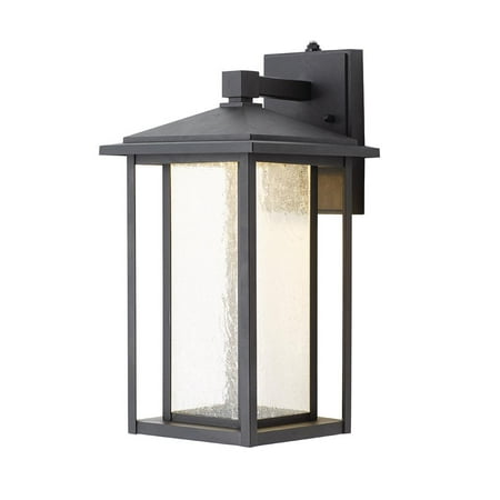 Home Decorators Collection Black Medium Outdoor Seeded Glass Dusk to Dawn Wall Lantern