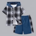 thumbnail image 2 of Wamejoo Boys Outfit Sets 2Pcs Flannel Plaid Shirt and Pants Set Hoodie Suit for Summer Kids Clothes, 2 of 9