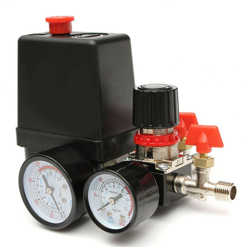 Air Compressor Pressure Control Switch Valve Manifold Regulator w/ Gauges Relief