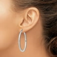 thumbnail image 3 of 10K White Gold Polished 3mm Tube Hoop Earrings - 40mm, 3 of 6