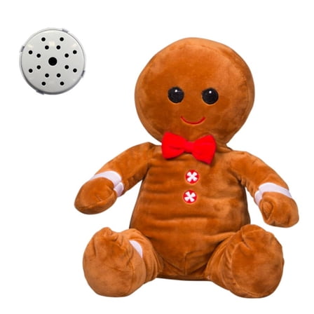 Snap the Gingerbread Man 16 Inch Plush Toy with Recorder Device Record and Play Back Messages