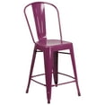 thumbnail image 2 of Flash Furniture Commercial Grade 24" High Purple Metal Indoor-Outdoor Counter Height Stool with Back, 2 of 12