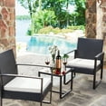 thumbnail image 6 of Lacoo 3 Pieces Patio Indoor Furniture Cushioned PE Rattan Bistro Chairs Set of 2 with Table, Black/White, 6 of 7