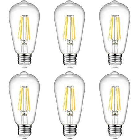 

Senhu Dimmable Vintage LED Edison Bulbs 60 Watt Equivalent 95+ CRI E26 Base 2700K Warm White Led Bulb ST64 LED Filament Bulbs Pack of 6