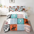 thumbnail image 2 of Country Western Bedding Sets Tribe Geometry Aztec 7 Piece Comforter Set Full Bed in a Bag,Cowboy Horse Sheet Set with Comforter,Gothic Bull Skull Cowgirl Southwestern Decor,Orange Teal, 2 of 6