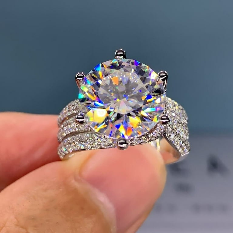Clearance Jewelry Under $5 VerPetridure Ladies Ring Gold Full Diamond Round  Diamond Wedding Ring Gift Ring 2pc 