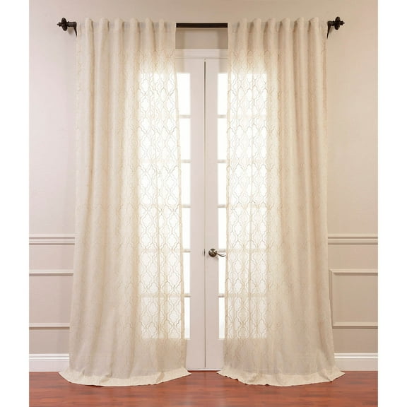 Saida Natural Embroidered Faux Linen Sheer Curtain (1 Panel), Saida Natural, 50W X 96L