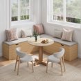 thumbnail image 4 of L-Shaped Storage Bench with Cushion- Modern Corner Breakfast Nook Bench for Kitchen, Entryway- Natural Wood, 4 of 6