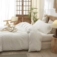 thumbnail image 4 of White Solid Color Washed Cotton Duvet Cover Plain Breathable Simple And Stylish Bedding Sets,Full Size, 4 of 4