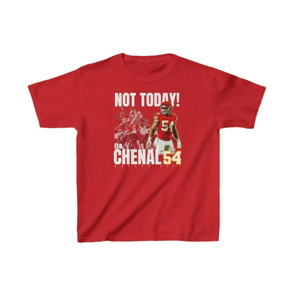 Not Today! Leo Chenal #54 Football Cartoon Kids Heavy Cotton Tee-KFTLC001B-Red-XS