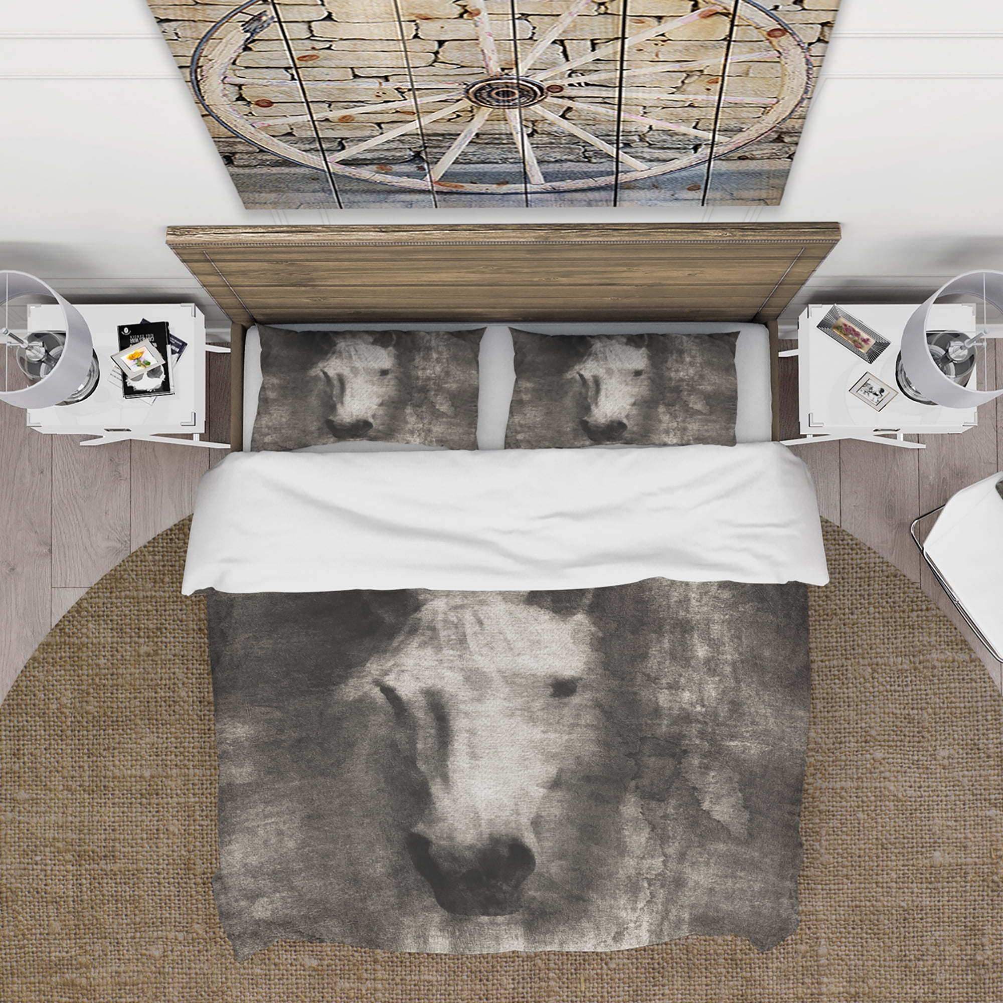 Designart 'Farmhouse Horse II' Farmhouse Duvet Cover Set