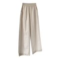 thumbnail image 2 of Delayuji Womens Wide Leg Pants High Waisted Straight Leg Loose Cotton Linen Pants Casual Lace Wrapped Baggy Pants L-4XL, 2 of 5