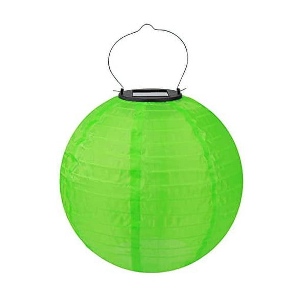 Fymlhomi Nylon Cloth Solar Lantern-30cm LED Solar Lantern Lamp Waterproof fit for Outdoor Garden Party Decor Festival Lampion Hanging Light (Emitting Color : Green)