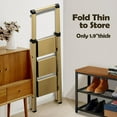 thumbnail image 5 of 3 Step Ladder, Portable Folding Ladder with Wide Pedal, Lightweight Aluminum Step Stool with Convenient Handgrip, 330 lbs Capacity Stepladder for Home, Office - Gold, 5 of 16