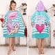 thumbnail image 5 of Toalla de baño para niños, toalla de playa para niños, poncho de baño con capucha súper suave, capa de baño, bata de baño para niñas y niños de 6 a 14 años, patrón de conchas y sirenas STOL, 5 of 5