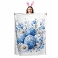 thumbnail image 2 of Throw Blanket Fleece Throw Blanket 50x80in, Spring Easter Blue White Egg Soft Lightweight Bed Blankets Country Daisy Floral Art Fuzzy Couch Blankets for All Season, 2 of 9