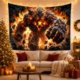 thumbnail image 3 of Volcanic Lava Monster Bursting Through Fire, Dramatic Fantasy Illustration, Halloween Gift for Monster Fans, Creature Wall Art, Tapestry Wall Hanging for Gaming Room and Dorm, 3 of 7