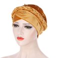 thumbnail image 3 of Women Solid Beading India Hat Muslim Ruffle Cancer Chemo Hat Beanie Wrap Cap, 3 of 9