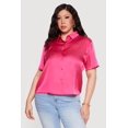 thumbnail image 2 of Women's Plus Size Satin Button Front Collared Shirt, 2 of 4
