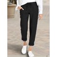 thumbnail image 1 of JFBUJC Women's Loose Pants Cotton And Linen Casual Pants Solid Color Pants With Pockets, 1 of 2