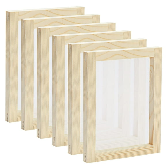 6 Pack Wood Silk Screen Printing Frame Kit For Beginners And Kids 110 White Mesh (6X8 In)