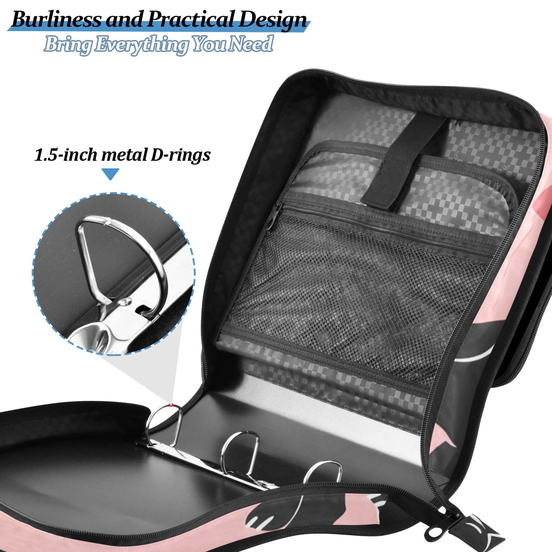3 Ring Zipper Binder with Shoulder Strap Waterproof Trapper Keeper 2 Inch D-Ring 500 Sheets Capacity Dachshund Dogs and Heart