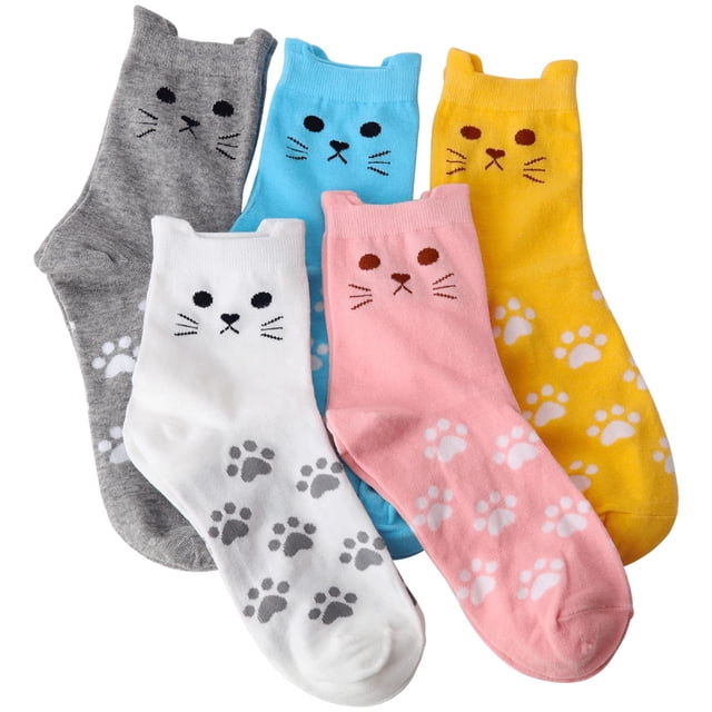 5 pares de calcetines de gato para mujer, lindos calcetines de animales para mujer, regalos de Navidad para amantes de los gatos, duraderos y mantendrán tus pies cómodos