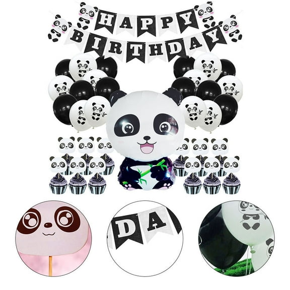 MLINS Panda Pattern Balloons Ornament for Birthday Party Decorations with Latex Material White Color 35 Pcs