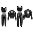 thumbnail image 3 of renvena Kids Girls Hip Hop Street Dance Performance Costume Sequins Crop Top Long Sleeve Bomber Black 6, 3 of 6