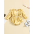 thumbnail image 2 of Bagilaanoe Newborn Baby Girl Rompers Plaid Long Sleeve Bodysuits 3M 6M 9M 12M 18M Infant Ruffled One Piece Jumpsuit, 2 of 8