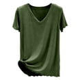 thumbnail image 5 of Diufon Pajama Tops for Women Plus Size Short Sleeve V Neck Loose Sleepwear Casual Soft Breathable Home Blouse, 5 of 6