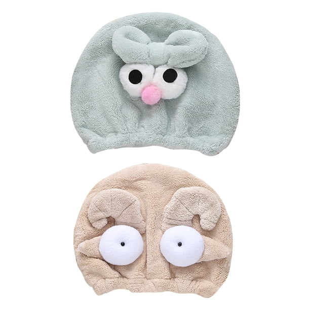 Gorro de pelo seco absorbente suave para niños, toalla de secado rápido, conjunto de envoltura para la cabeza, 2 uds.